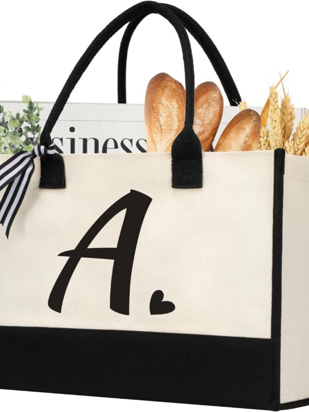 Initial Canvas Tote Bag, Personalized Beach Bags Gift for Women